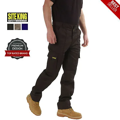 £26.99 • Buy Mens Cargo Combat Work Trousers Size 28 To 52 Black Navy Khaki By SITE KING