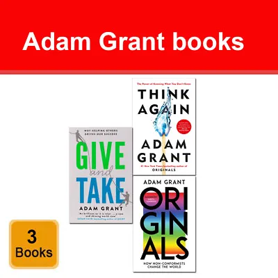 $65.45 • Buy Adam Grant Collection 3 Books Set Originals, Think Again, Give And Take NEW Pack