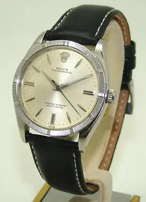 VINTAGE ROLEX 34mm MEN's OYSTER PERPETUAL 1007 SILVER DIAL AUTOMATIC WATCH C1959 • $760