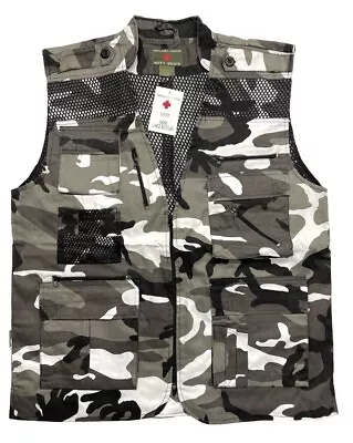 NEW Parkland White Gray Camouflage Tactical Fishing Hunting Hiking Vest Mens L • $10.40