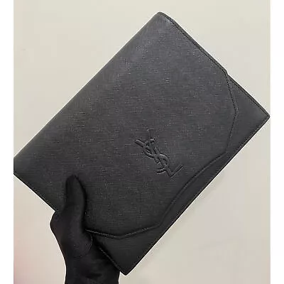 Yves Saint Laurent YSL Black Leather Unisex Fashion Classic Clutch Bag • $937.90