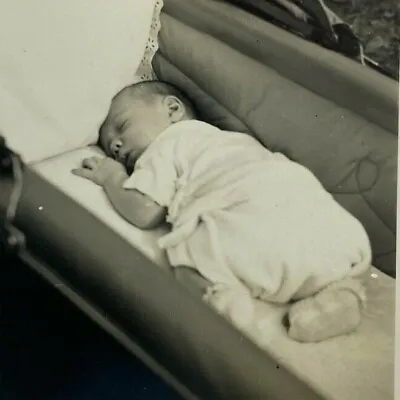 Baby In Stroller 6 Weeks Old Vintage B&W Photograph 3.25 X 4.25 • $9.99