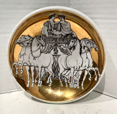 Vtg. Rare Fornasetti Chariot Trinket Bowl Porcelain 24k Gold Italy Mcm • $74.95