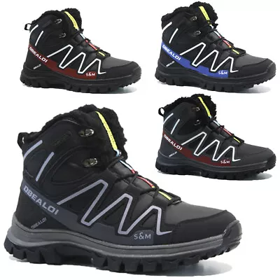 Mens Hiking Fur Boots Walking Ankle Winter Trail Trekking Trainers Shoes Size    • £14.95