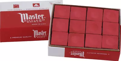 *NEW* Master Chalk Billiard Pool Cue Chalk Red One Dozen (12 Pieces) • $0.99