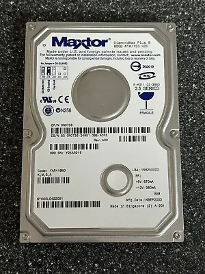 Maxtor DiamondMax Plus 9 80GB ATA YAR41BWO K MG A Hard Drive TESTED WORKS • $26