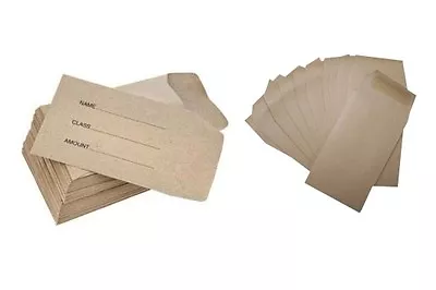 Small Brown School Wages Petty Cash Dinner Money Seeds Envelopes Plain & Printed • £2.09