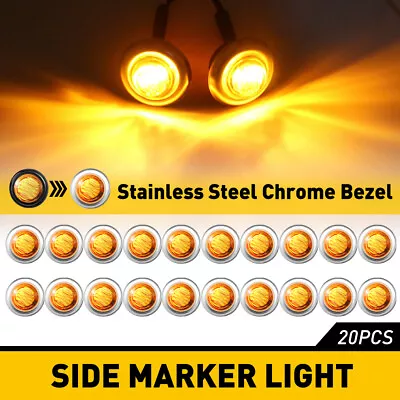 20pcs 3 LED Clearance Lights Side Marker Lamp Truck Trailer Caravan Lights Amber • $35.13