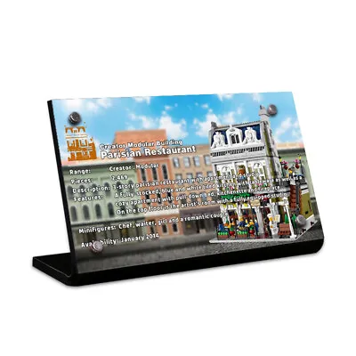 Display King - Acrylic Display Plaque For Lego Parisian Restaurant 10243 • $26.13