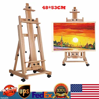 Studio Artist Easel H-Frame Red Beech Wood Painting Art Easel Stand Adjustable • $145.71