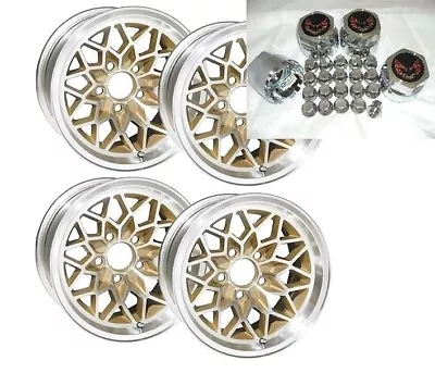 Trans Am 15x8 Snowflake Kit - Gold Wheels - Red Logo Center Caps & New Lug Nuts • $1155