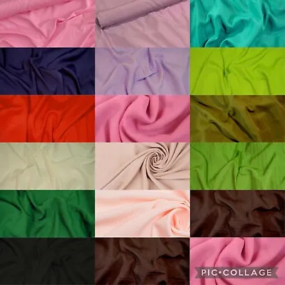 Matt Dyed Soft Crepe Fabric Dress Craft Draping Lining Fabric 44  Wide • £3.50