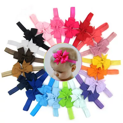 20pcs Elastic Baby Headband Kids Hair Band Girls Bow Newborn Headdress Ribbon • £5.99