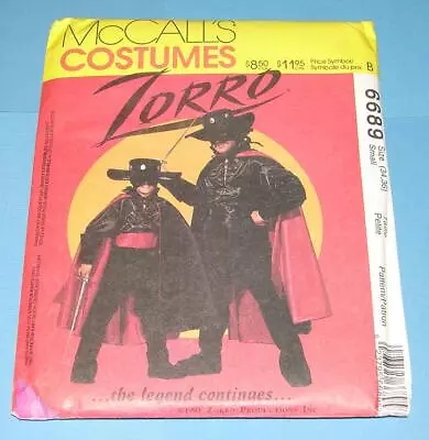 6689 Uncut McCalls Sewing Pattern Boys Men Halloween ZORRO Costume Cape 1993 • $1.99