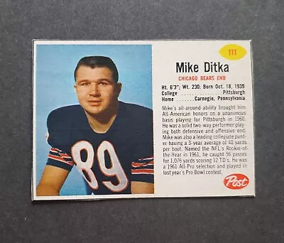 VERY NICE 1962 Post Cereal #111 Mike Ditka SINGLE PRINT ROOKIE - Chicago Bears ! • $248