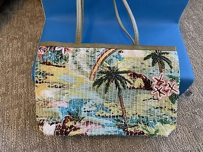 Vintage Christy Beach Scene Sequins Purse Handbag. • $10