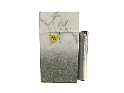 Plastic Design Cigarette Hard Case Holder Fits 100's With Metal Lighter Case • $14.92