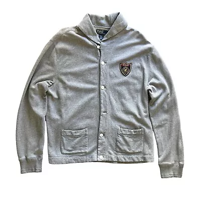 Polo Ralph Lauren (XXL) Crest Shawl Collar Preppy Cardigan Gray Sweater • $35