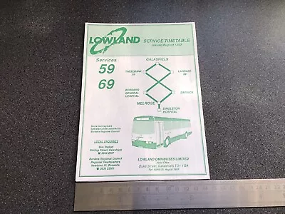£5 • Buy Lowland Scottish Bus Group Timetable Route 59 69 August 1993 Galashiels Melrose