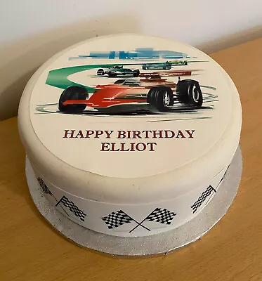 F1 Formula One Racing Car Pre-cut Edible Icing Cake Topper Or Ribbon 04 • £5.45