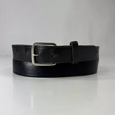 Vintage Slim Black Genuine Leather Belt - USA - Men's Size 34 • $12.80