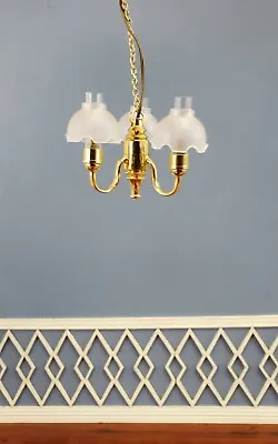 Dollhouse 3 Arm Flower Chandelier Light 12 Volt W/Plug1:12 Scale Miniature • $28.50