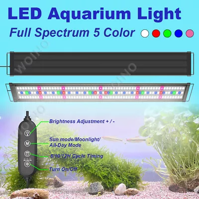 Aquarium Light With Timer 60 90 120cm Full Spectrum LED Fish Tank Marmine 5Color • £42.99