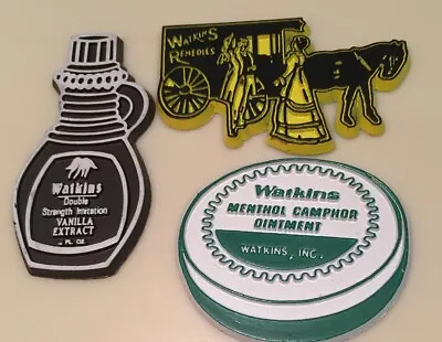 Lot Of 3 Vintage Watkins Advertising Food Magnets Vanilla Ointment Horse Wagon • $15