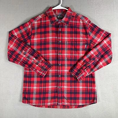 Eddie Bauer Shirt MEns Medium Red Plaid Flannel Button Up Long Sleeve Lumberjack • $9.88