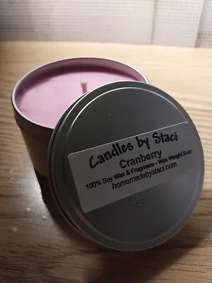 6-oz Soy Wax Candle In A Tin - Cranberry • $12