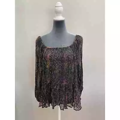 Mes Demoiselles Paris Black Sheer Print Blouse 38 • $34