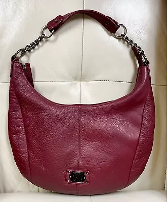 Stone Mountain Hobo Bag Shoulder Bag Purse Leather Chain Strap Dark Red Vtg • $21.99