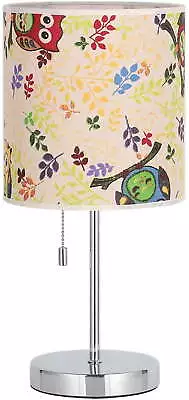 Silver Modern Table Lamp Nightstand Desk Lamp Fabric Shade • $25.97