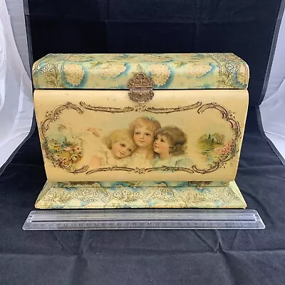 Antique Victorian Celluloid Vanity Dresser Box. Drop Front. Embossed Edges. • $148.49