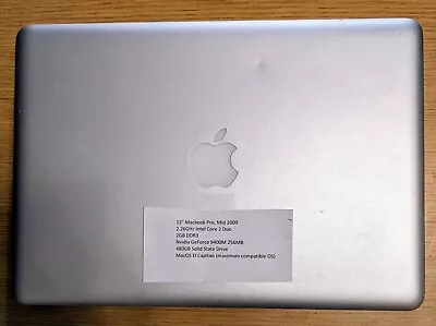 Apple MacBook Pro 13  Mid 2009 Core 2 Duo 2.26GHz 2GB RAM 480GB SSD OSX 10.11.6 • $50