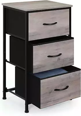 Nightstand Dresser With 3 Drawers Small Dresser Fabric Storage Chest • $33.99
