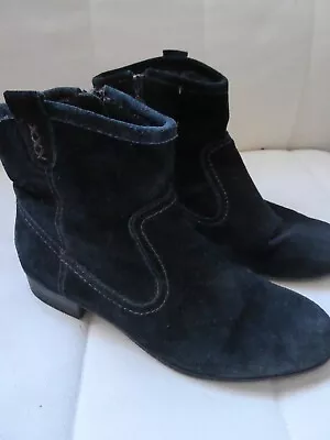 FOOTGLOVE Black Suede ANKLE BOOTS Flat Size UK4  M&S • £5.99