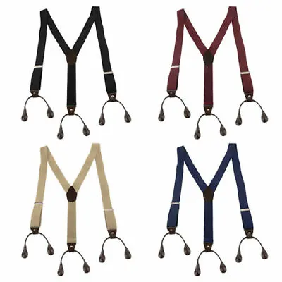 TECHTONGDA Hot Adjustable 4 Color Button Holes Link Men's Elastic Suspenders • $5.36