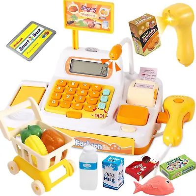 £28.56 • Buy BUYGER Pretend Play Toy Cash Register With Shopping Trolley Cart, Play Till With