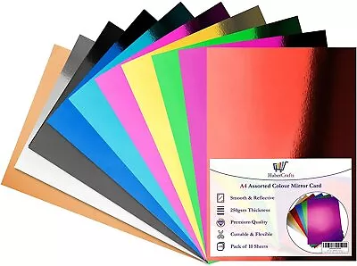 Mirror Card A4 Gold Silver Assorted Colours Metallic Mirror Board Thick 250gsm • £5.99