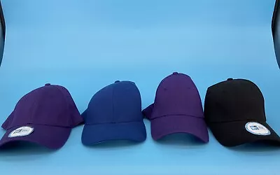 Lot Of 4 Blank New Era Hats Flexfit Small Medium Black Blue Purple Baseball NEW • $19.99