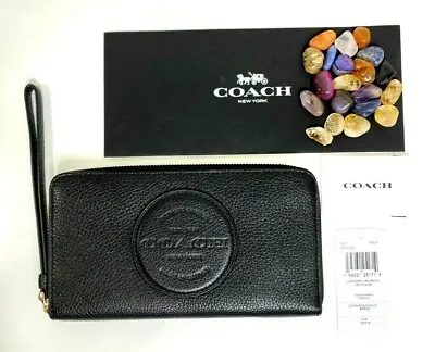 NWT COACH Dempsey Black Leather Large Phone Wallet : Corner Zip Wristlet #C4111 • $220.12