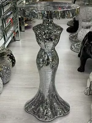 £59.99 • Buy Silver VENETIAN Mirrored Table Modern Flower Stand Bed Side Lamp Romany Mosaic