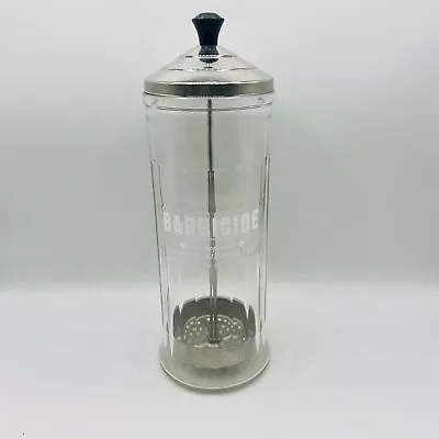 Vintage Barbicide Glass Disinfectant Barber Beauty Shop Jar 11  • $29