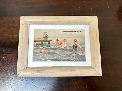 VTG German Ladies Framed Art Bathing Suits Lake Ocean Nautical Women Funny • $25