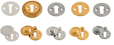 £4.29 • Buy Key Hole Cover Escutcheon Open Or Covered In Brass Chrome Satin Aluminum Keyhole
