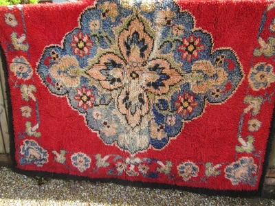 £50 • Buy Vintage 1970s Large WOVEN On A LOOM WOOL KILIM RUG THROW Long Pile 215x187cm