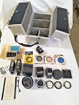 Vintage Camera & Lens Accessories Incl Hoya Prisma Panagor Soligor +Case +Flash • $164.95