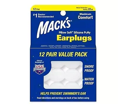 Ear Plugs  Moldable Mack Earplugs Set Of 12 Pairs • $13.99