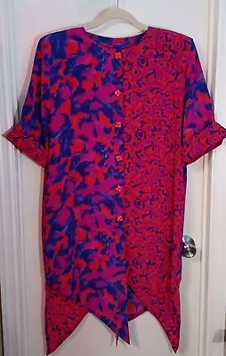 Vintage MAGGIE SHEPHERD Australia Blouse Or Dress Hi-Low Mixed Print Size Medium • $25